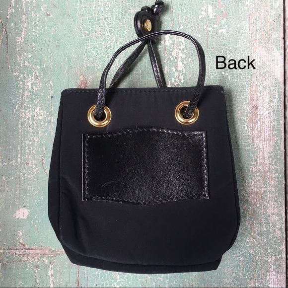 Lancel Paris black quilted mini bag pouch leather drawstring bag made in Italy​ - Picture 3 of 13